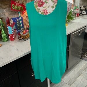 Chico's Women’s XXL Sleeveless Emerald Green Knit Top Blouse Stretch Capsule
